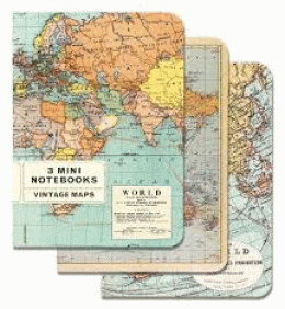 MINI NOTEBOOK SET 3 VINTAGE MAPS